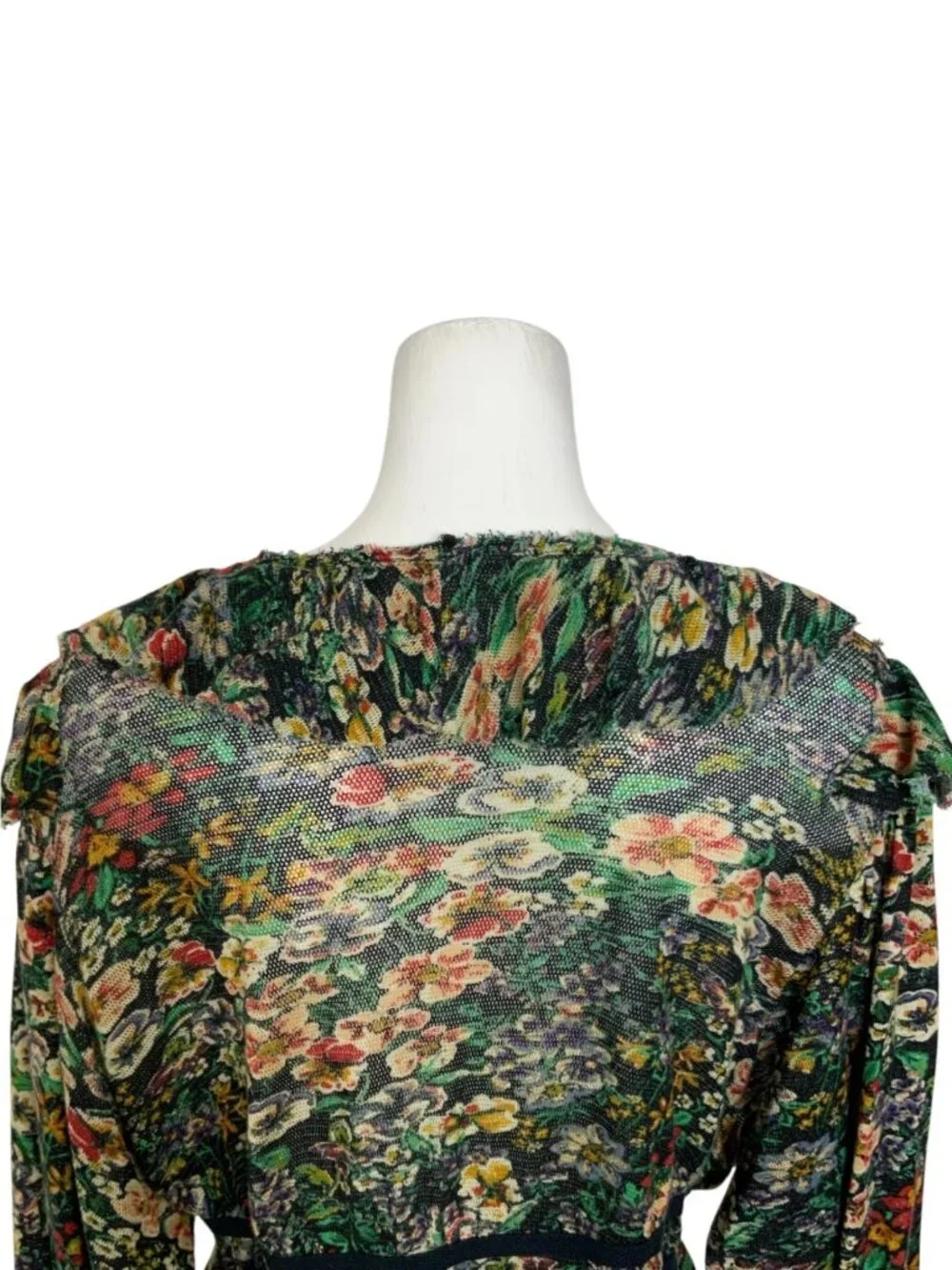 Free People Rudi Ruffle Top Blouse M Night Garden Floral Cropped